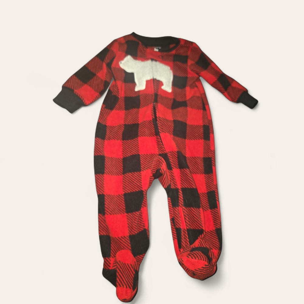 Carter's Red and Black Checkered Footie